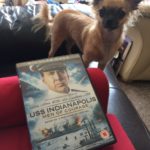Chihuahua with our copy of USS Indianapolis Men of Courage