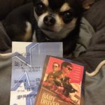 Chihuahua with Baby Driver cinema ticket